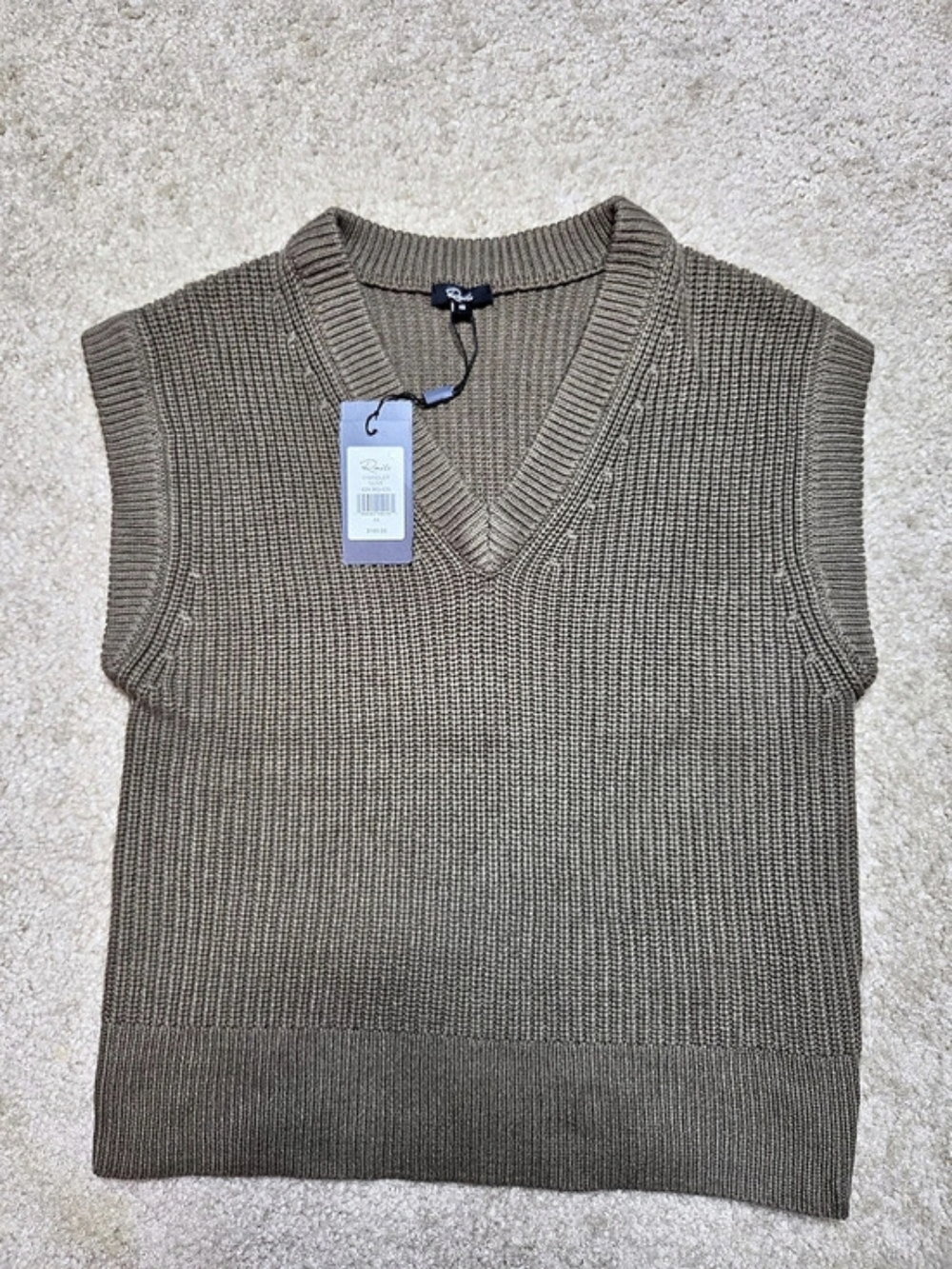 NWT Rails Chandler Olive Chunky Knit V-Neck Sweater Vest XS Preppy
